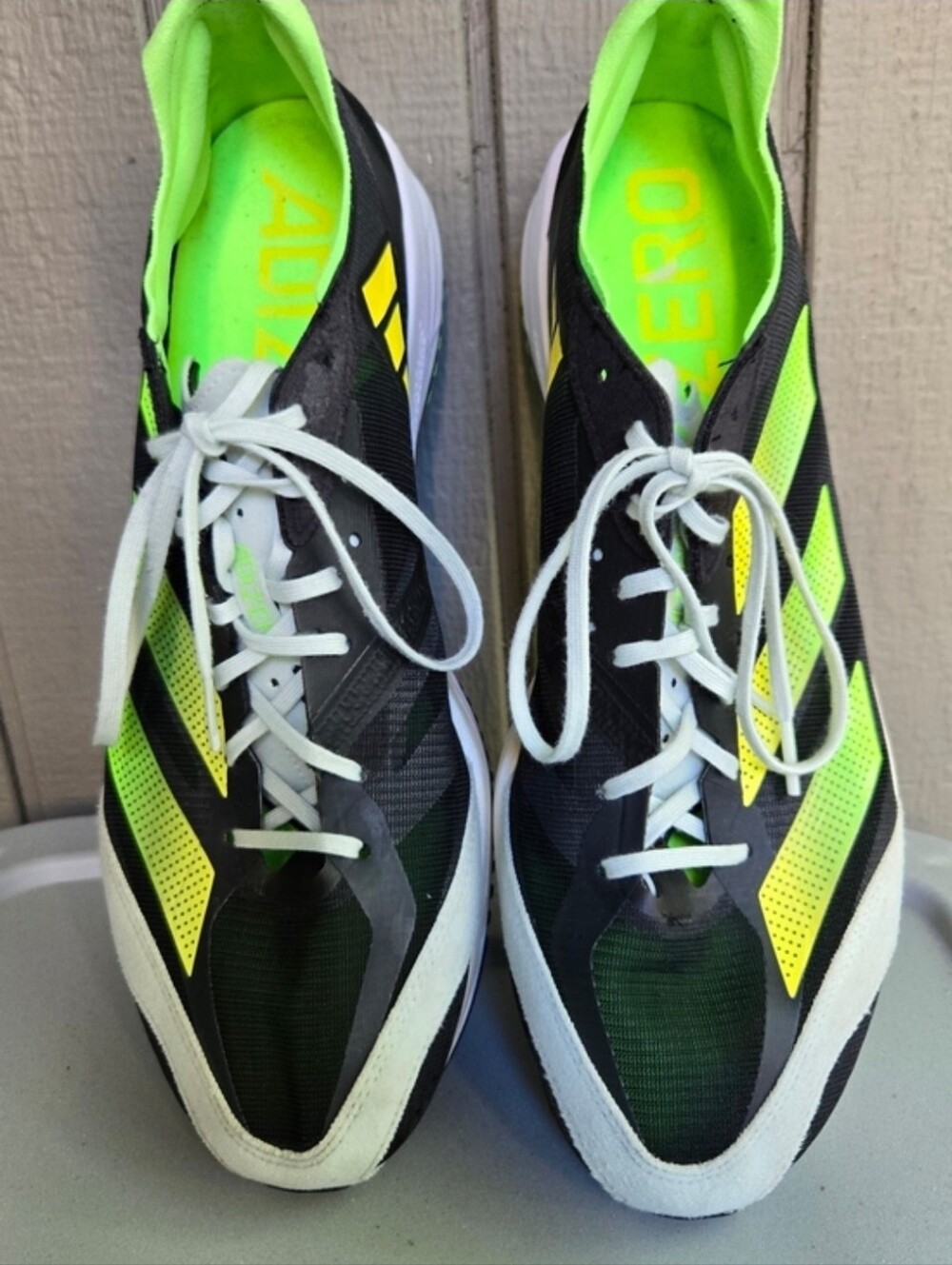 adidas Adizero Adios 7 Men's Sz 12 Black with Neon Yellow and Lime Accents